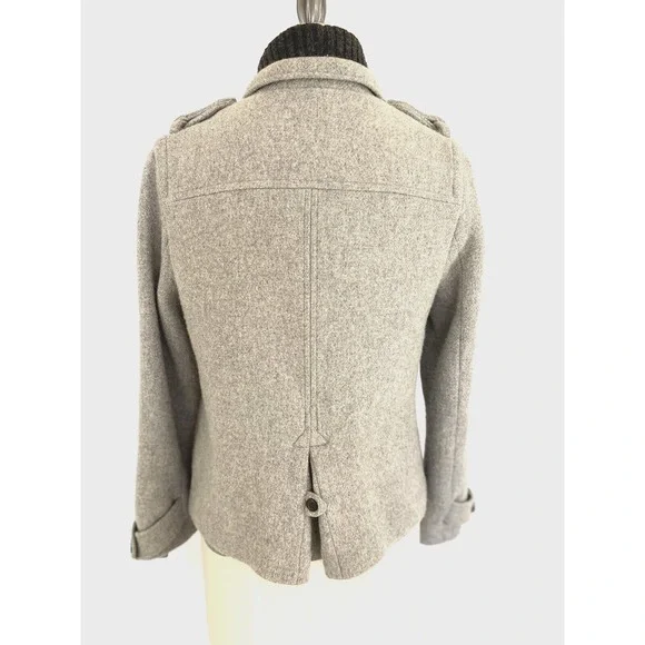 J. Crew Stadium Cloth by Nello Gori 6 Pea Coat Jacket Wool Blend Lined Gray Coat - Picture 4 of 12
